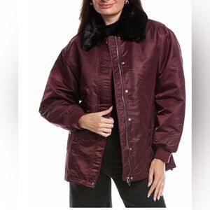 Blank NYC Size M Burgundy Faux Fur Collar Overachiever Jacket NEW!